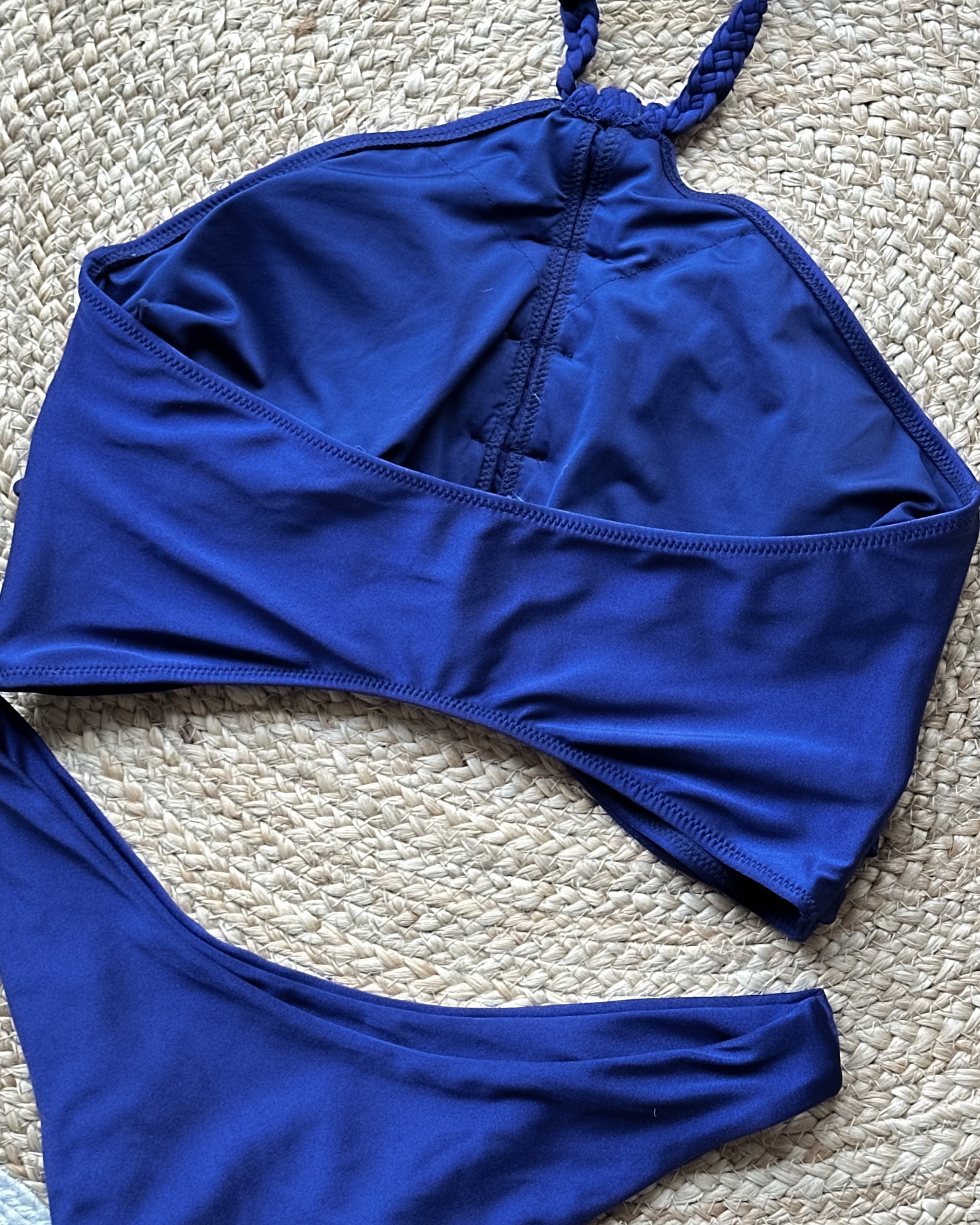 Navy Blue Ruched Halter Bikini Set