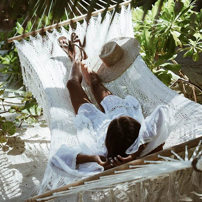 Bohemian White Flowy Beach Cover-Up Dress