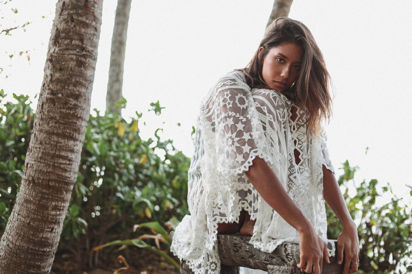 White Ethereal Lace Kimono Cover-Up