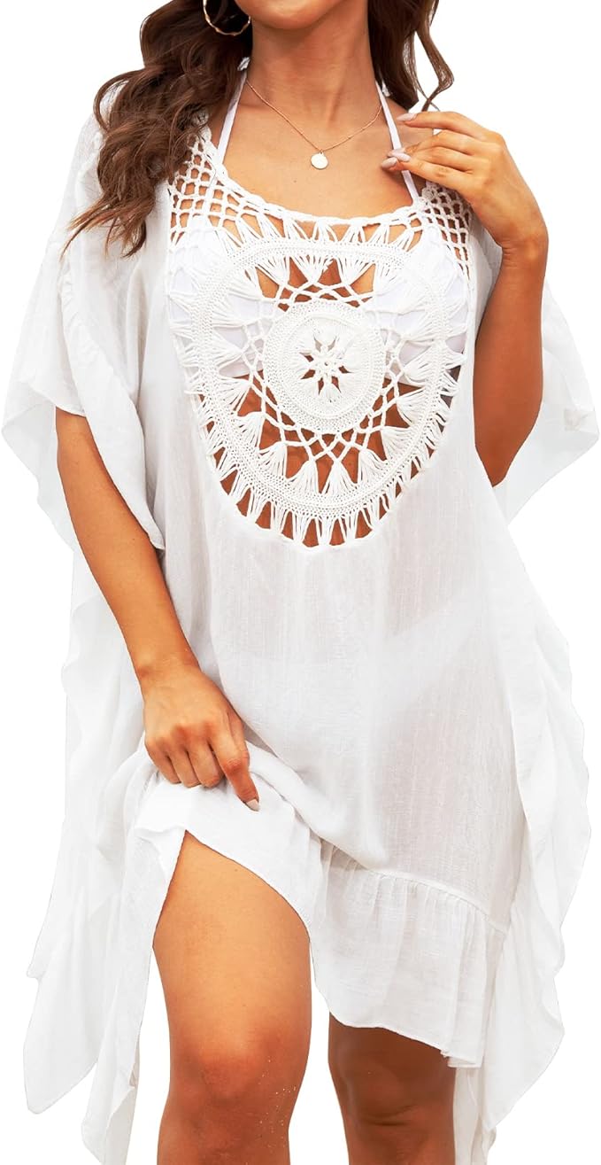 White Sunburst Boho Beach Cover-Up