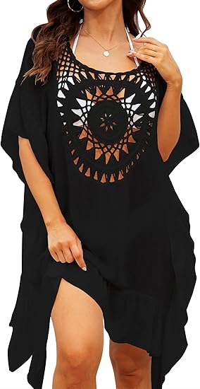 Black Sunburst Boho Beach Cover-Up