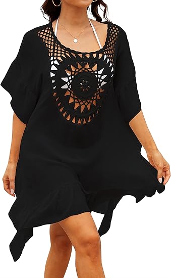Black Sunburst Boho Beach Cover-Up