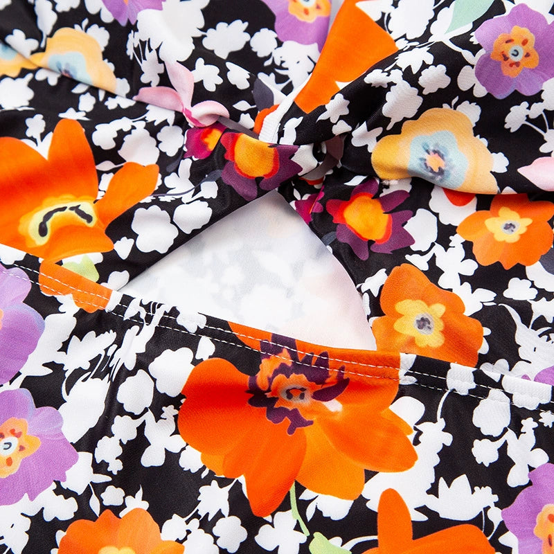 Floral Cutout One-Piece Swimsuit – Stylish Summer Beachwear