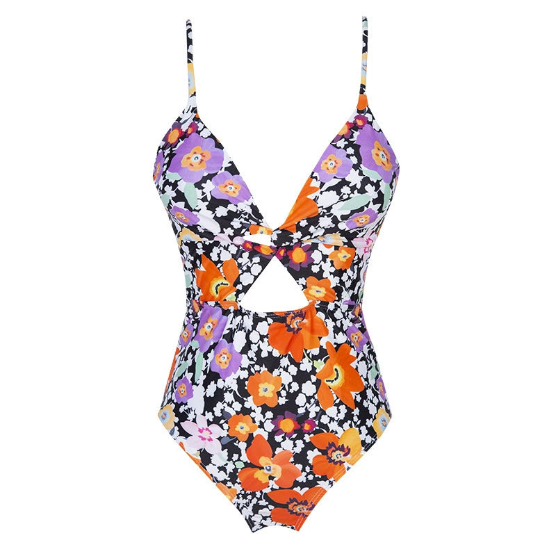 Floral Cutout One-Piece Swimsuit – Stylish Summer Beachwear