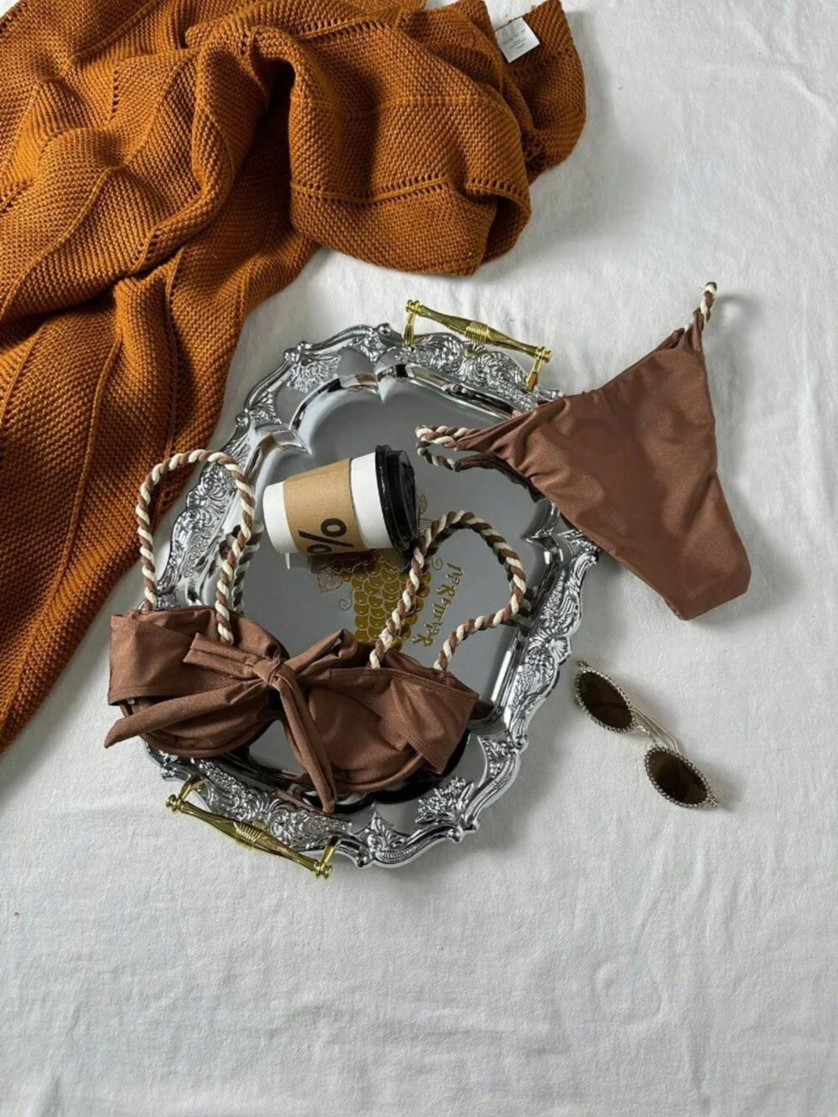 Mocha Rope Strap Bikini Set