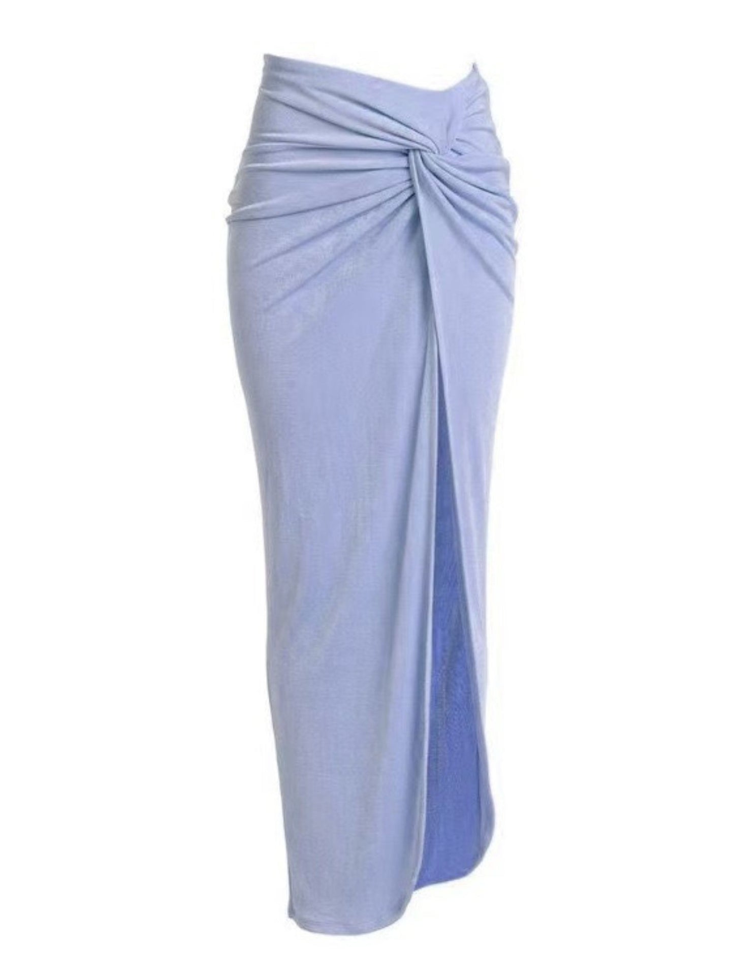 Periwinkle Blue Bikini Set With Skirt