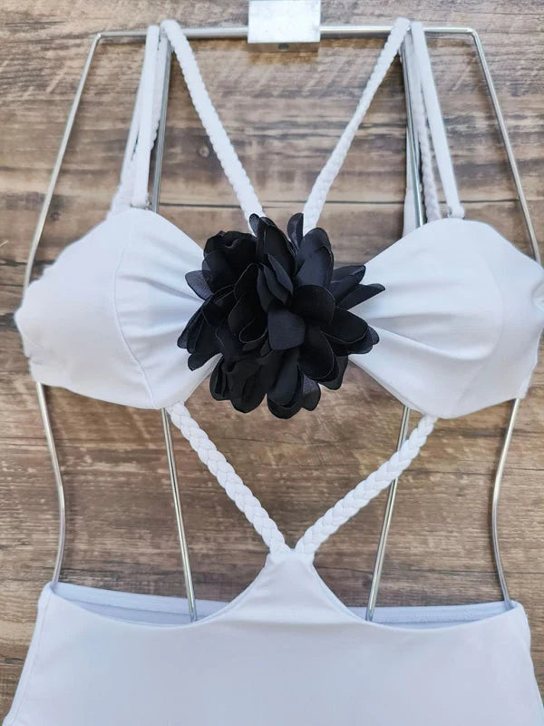 White Floral Cut-Out Monokini