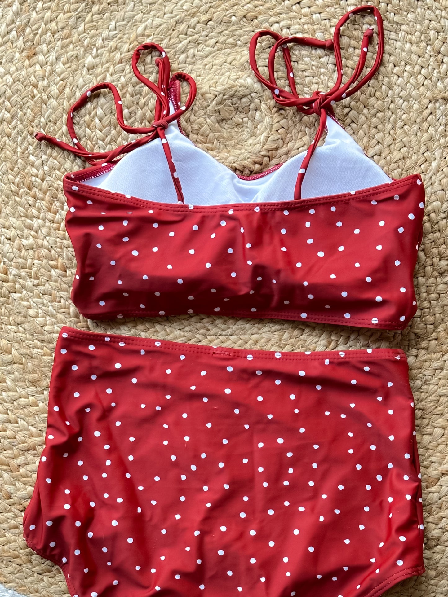 Retro Polka Dot High-Waist Bikini Set