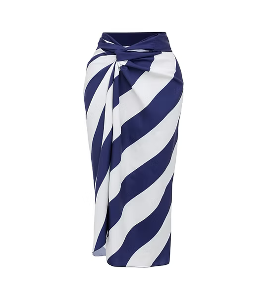 Navy One-Piece Swimsuit with Sarong