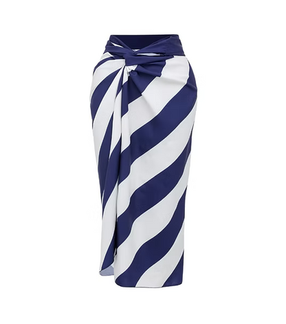 Navy One-Piece Swimsuit with Sarong