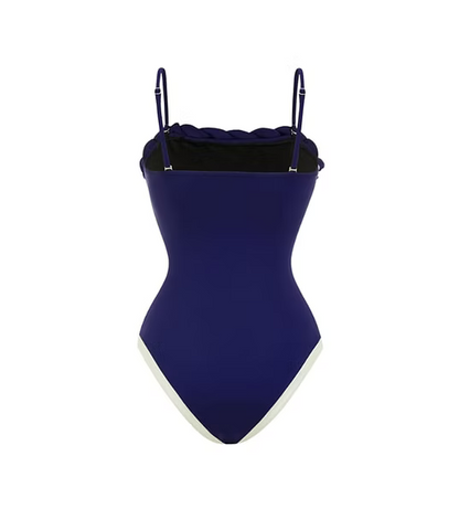 Navy One-Piece Swimsuit with Sarong