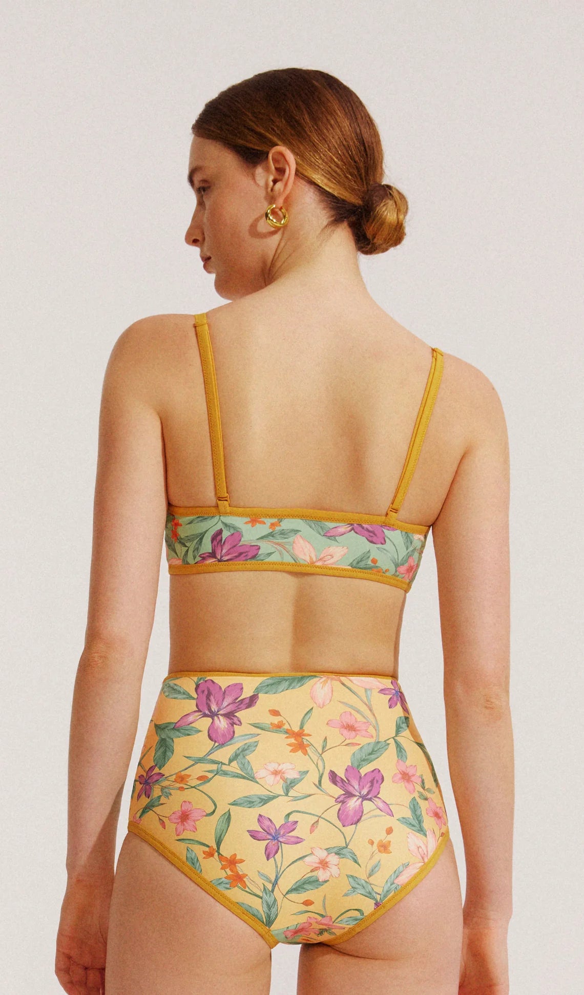 Floral High-Waisted Bikini with Matching Sarong – Tropical Beachwear Set