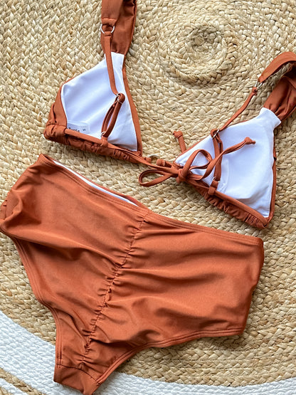 Chocolate Brown Ring Detail Bikini Set