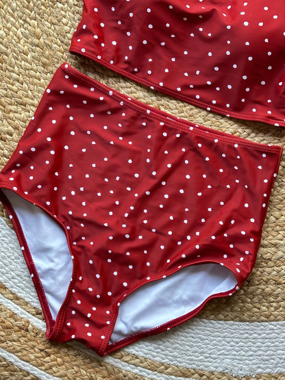 Retro Polka Dot High-Waist Bikini Set