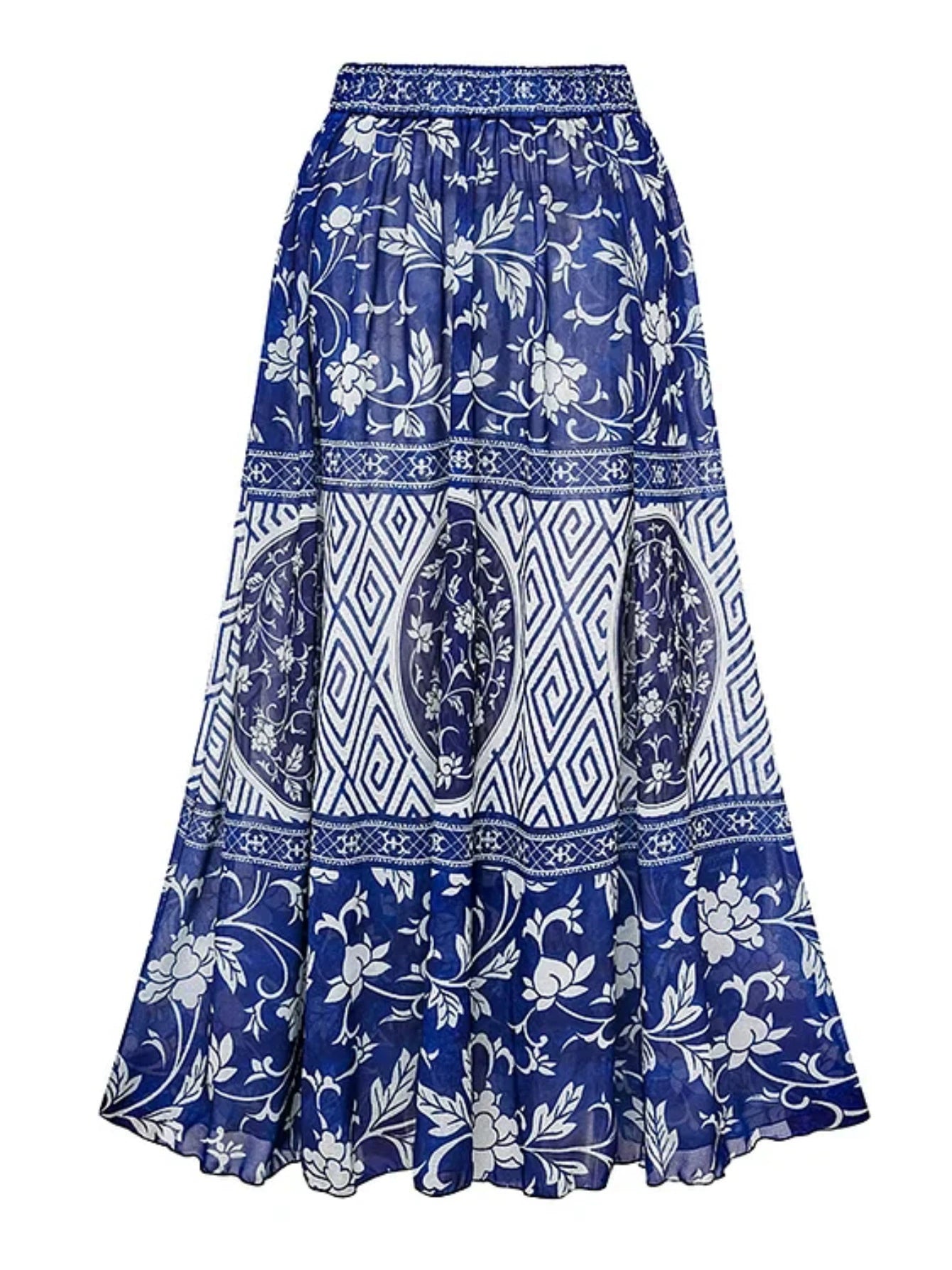 Boho Blue Bikini Set With Maxi Sarong
