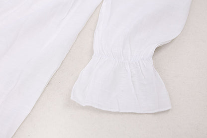 White Cotton Lace Trim Beach Cover-Up Dress | Sheer Summer Swimwear Cover-Up for Women