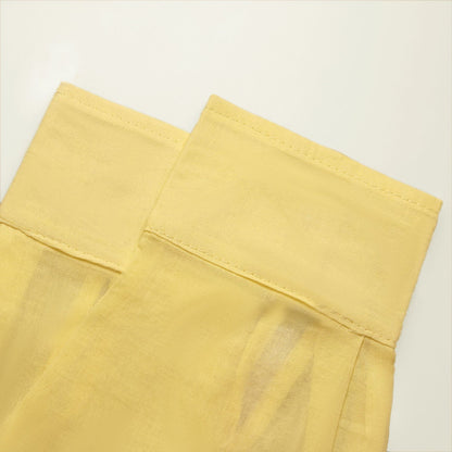 Butter Yellow Tie-Up Beach Shirt with Wrap Skirt Cover-Up Set