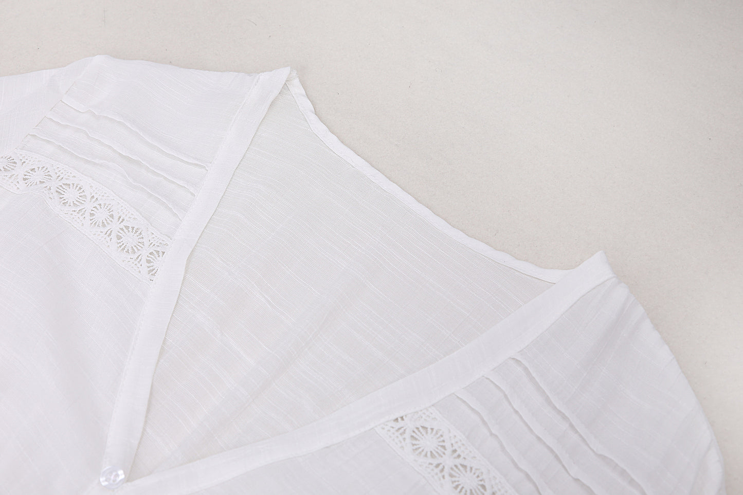 White Cotton Lace Trim Beach Cover-Up Dress | Sheer Summer Swimwear Cover-Up for Women