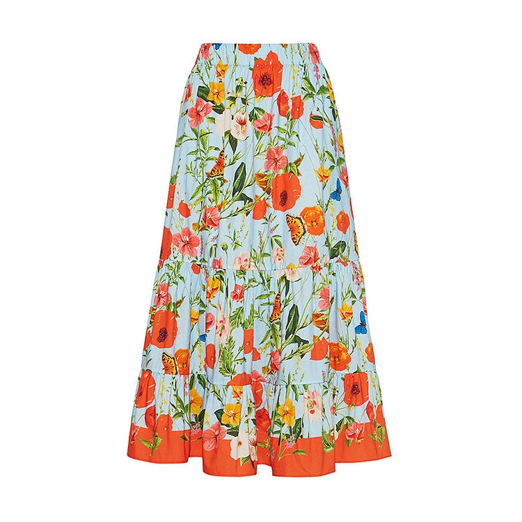 Floral Print 3-Piece Beachwear Set – Off-Shoulder Bikini, High-Waist Bottoms & Maxi Skirt