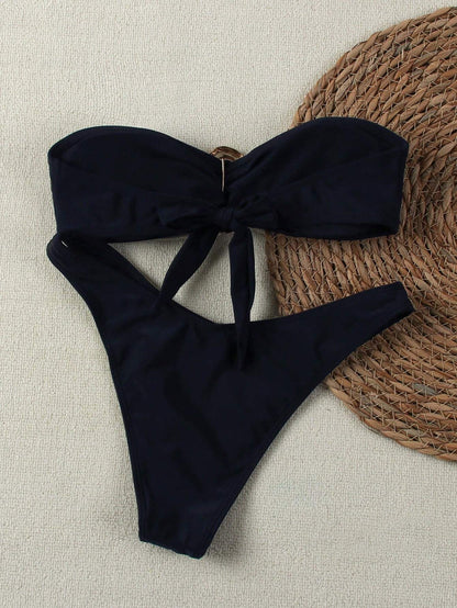 Noir Luxe Gold Accent Bikini Set