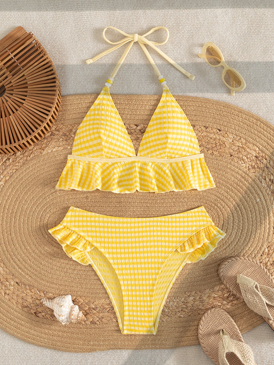 Sunny Gingham Frill Bikini Set