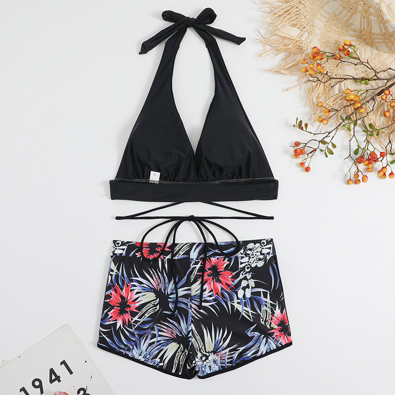 Midnight Tropics Halter Swim Set