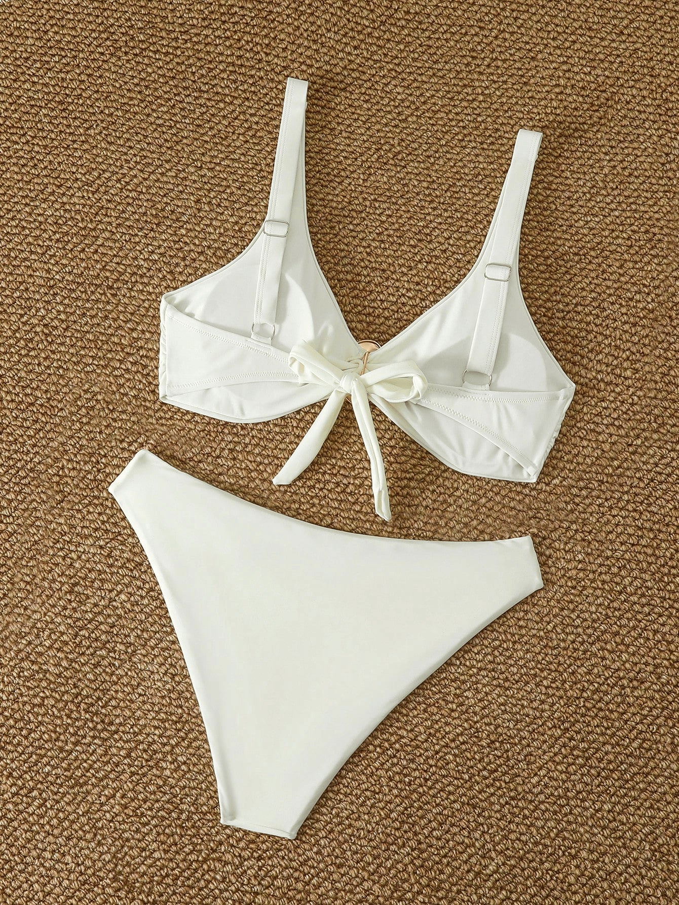 Off White Luxe Ring Detail Bikini Set