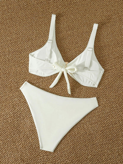 Off White Luxe Ring Detail Bikini Set