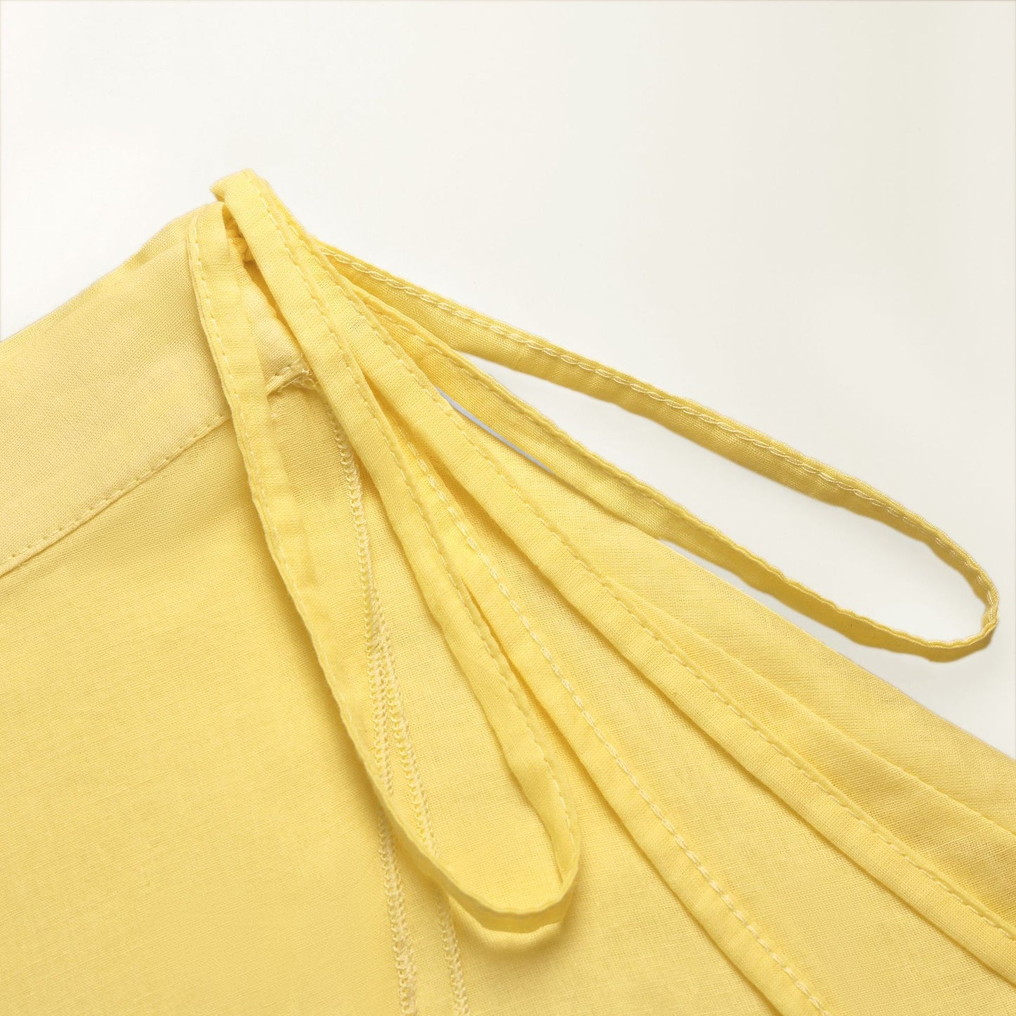 Butter Yellow Tie-Up Beach Shirt with Wrap Skirt Cover-Up Set