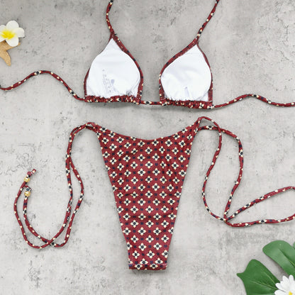 Rust Printed Triangle Bikini Set