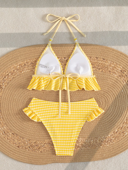 Sunny Gingham Frill Bikini Set