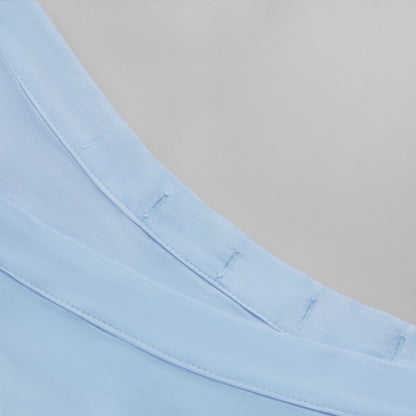 Sky Blue Tie-Up Beach Shirt with Wrap Skirt Cover-Up Set