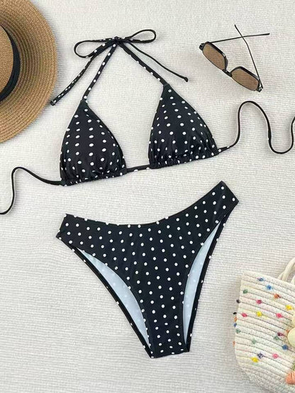 Midnight Polka Dot Triangle Bikini Set
