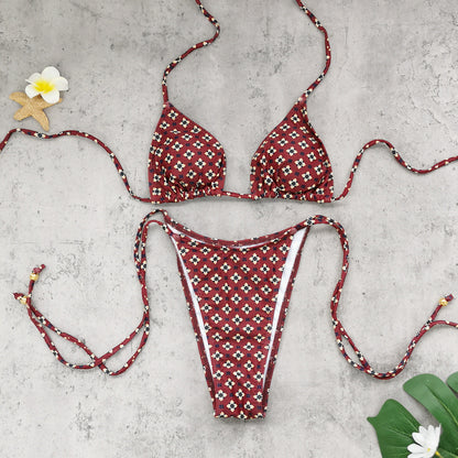 Rust Printed Triangle Bikini Set