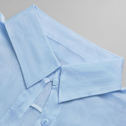 Sky Blue Tie-Up Beach Shirt with Wrap Skirt Cover-Up Set