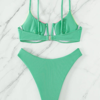 Sorbet Colourblock Ribbed Bikini Set