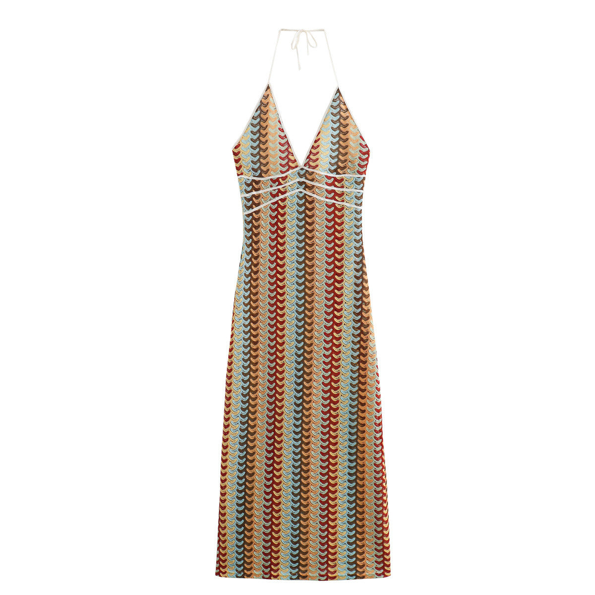 Retro Wave Halter Maxi Dress