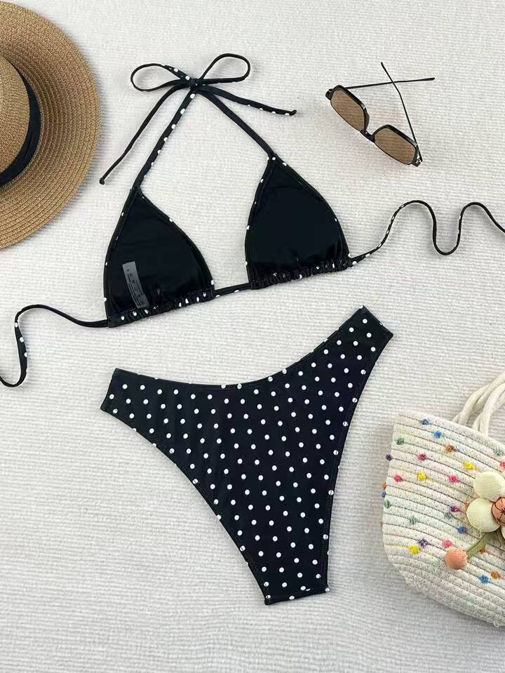 Midnight Polka Dot Triangle Bikini Set