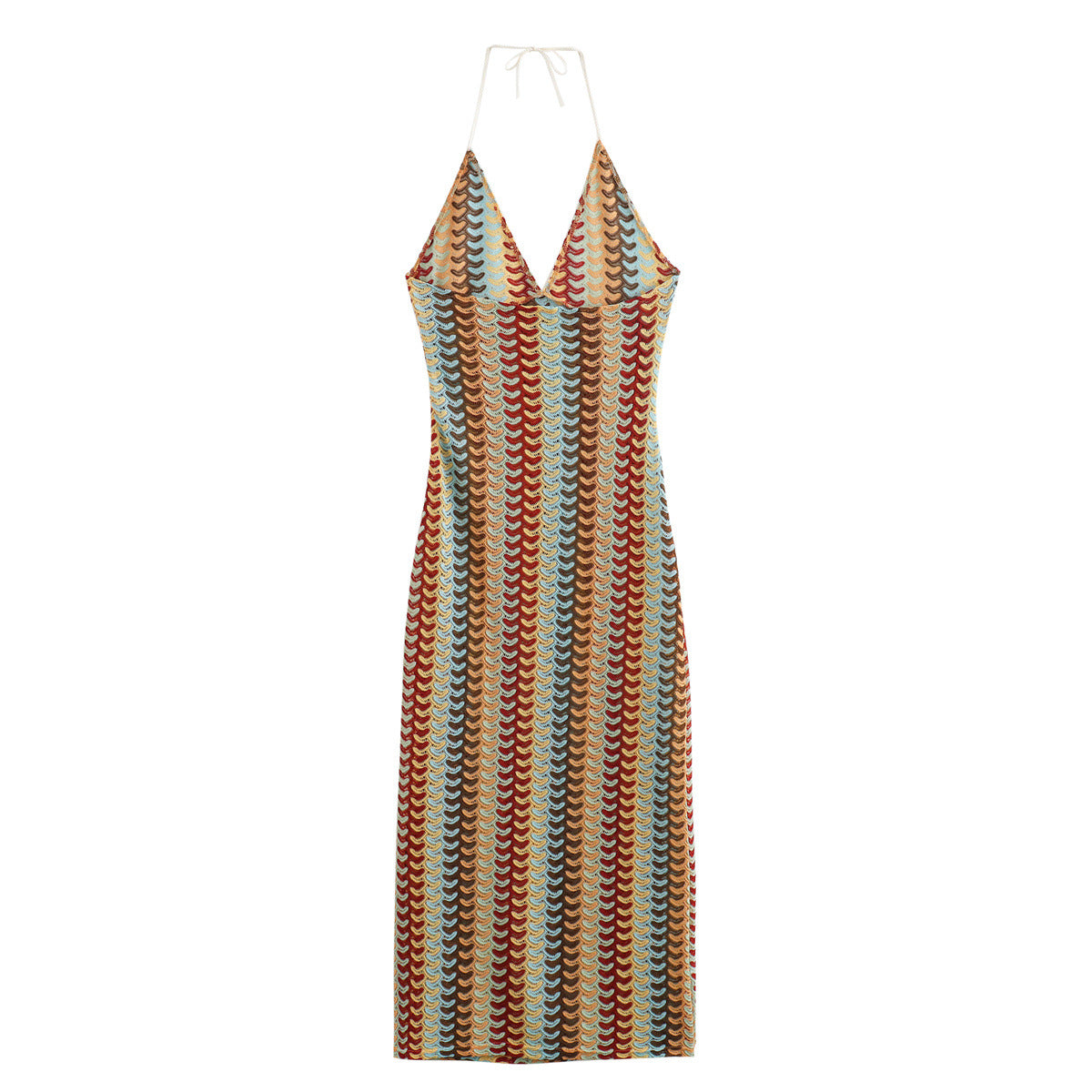 Retro Wave Halter Maxi Dress