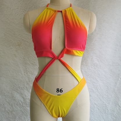 Sunset Ombre Halter Cut-Out Monokini