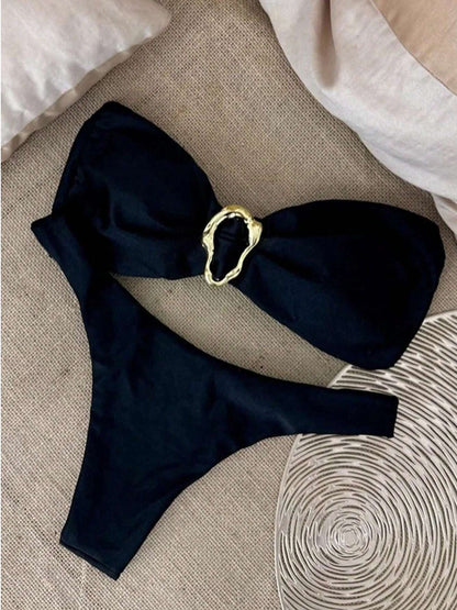 Noir Gold Accent Bikini Set