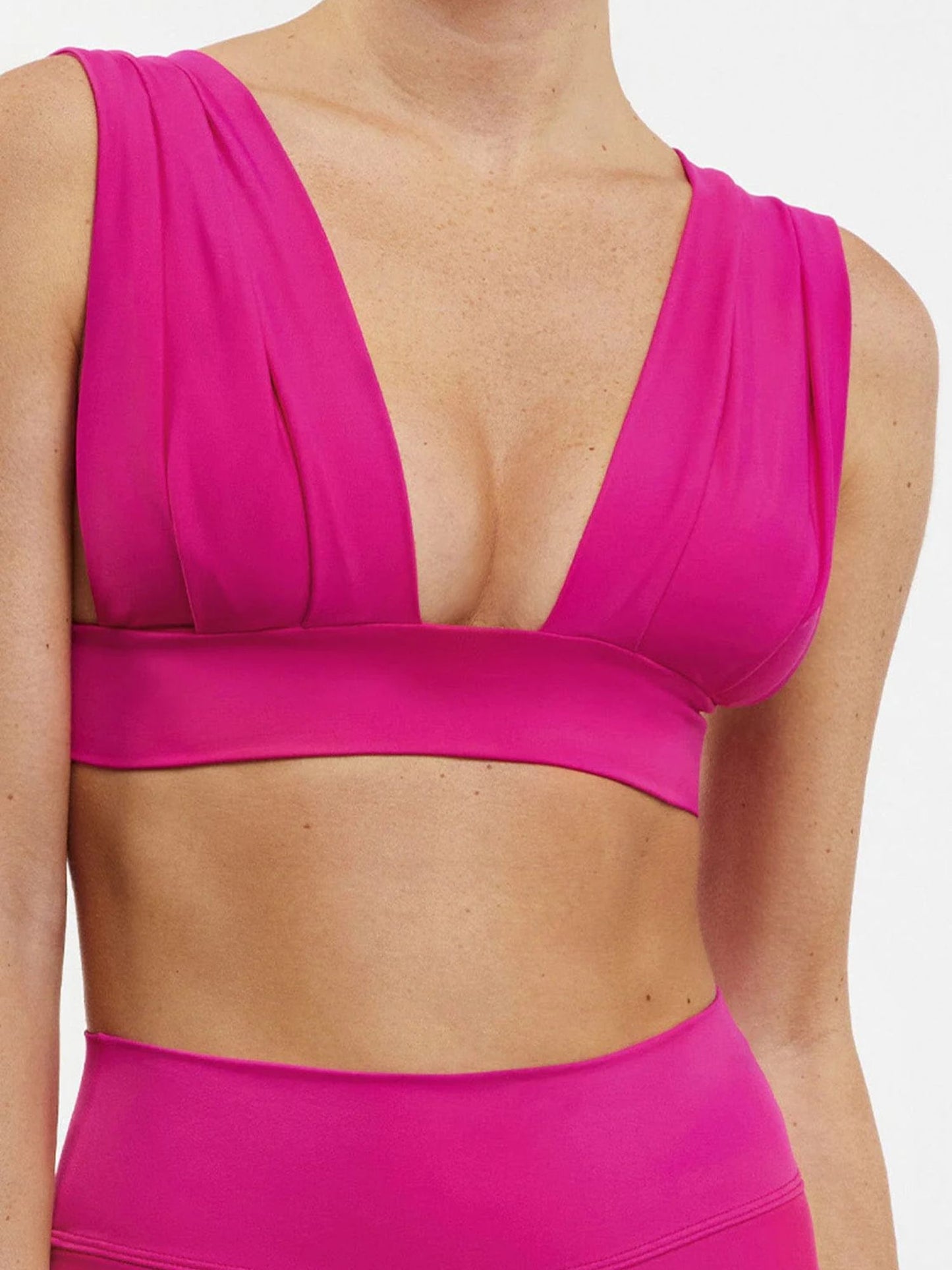 Fuchsia Plunge High-Waist Bikini Set