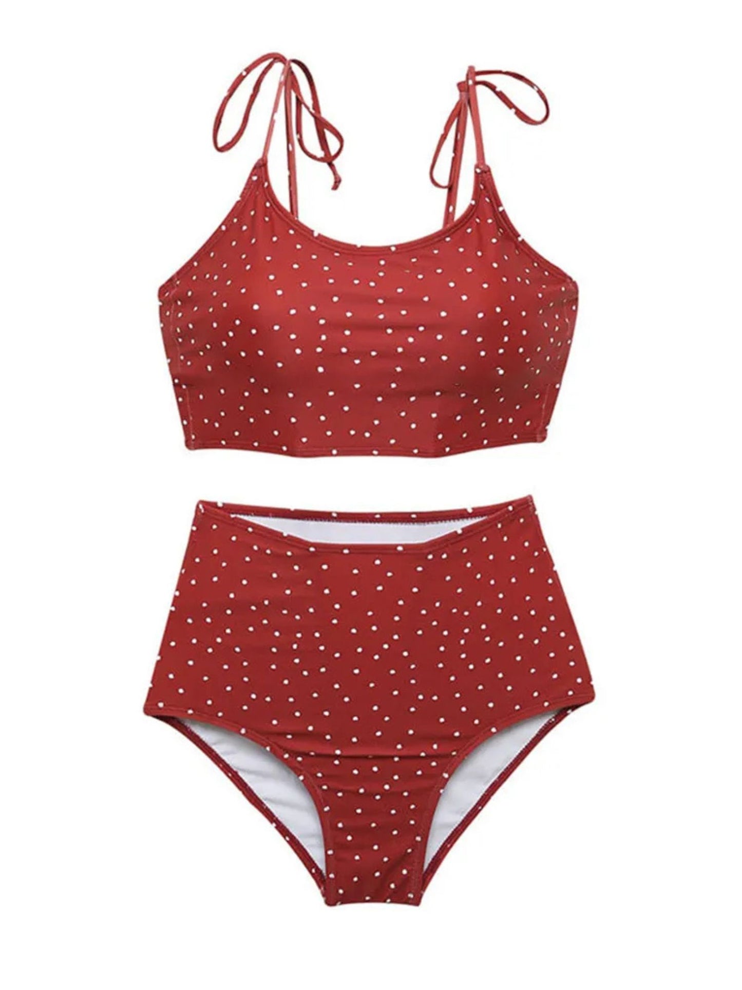 Retro Polka Dot High-Waist Bikini Set