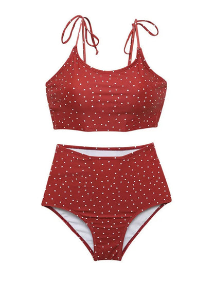 Retro Polka Dot High-Waist Bikini Set