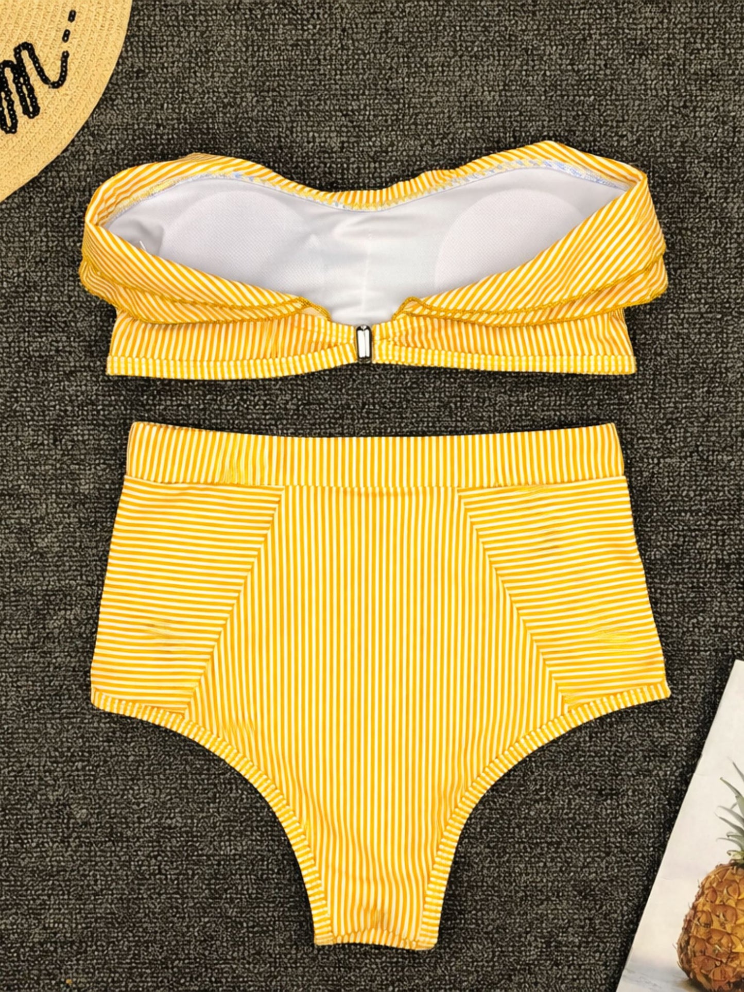 Ochre Yellow Ruffle Bandeau Bikini Set