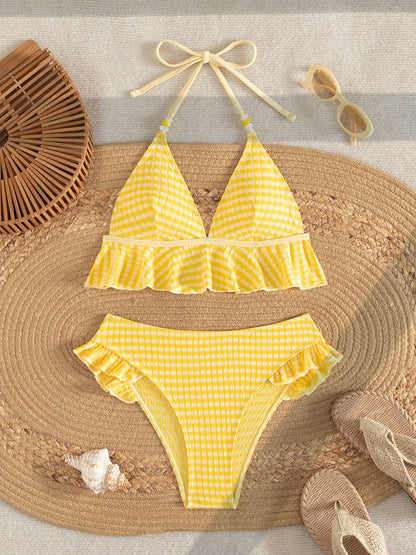 Sunny Gingham Frill Bikini Set