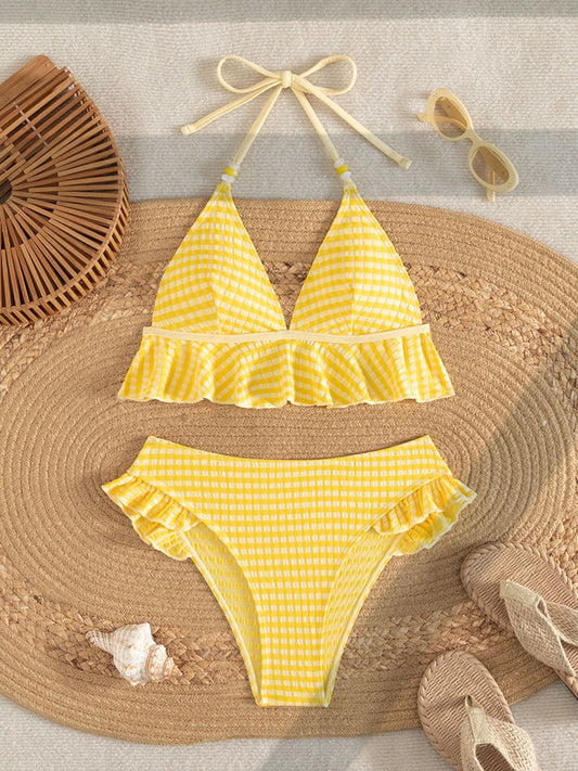 Sunny Gingham Frill Bikini Set