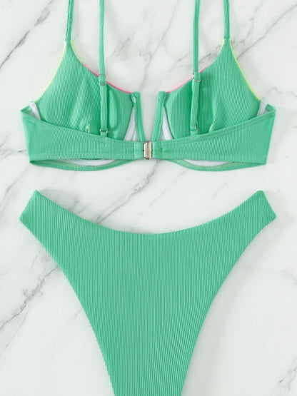 Sorbet Colourblock Ribbed Bikini Set