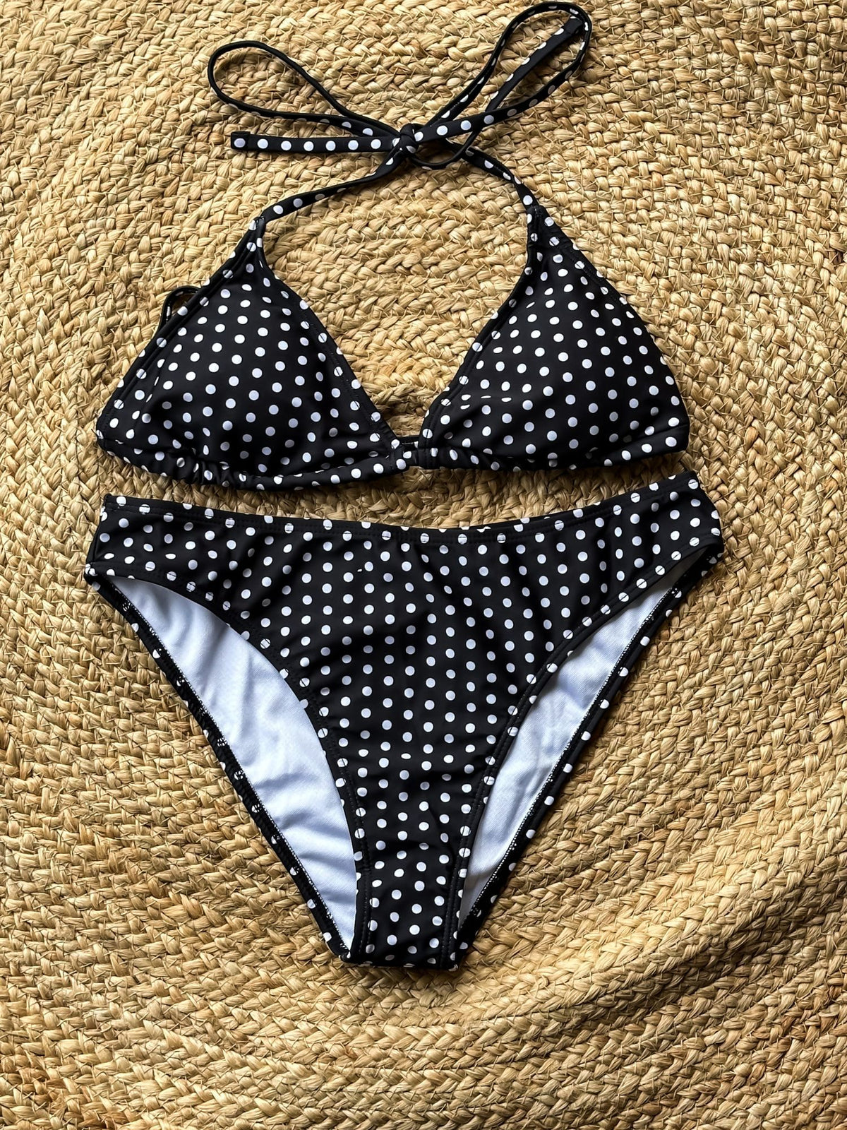 Midnight Polka Dot Triangle Bikini Set
