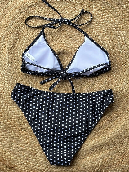 Midnight Polka Dot Triangle Bikini Set